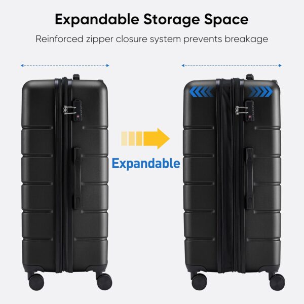 OLIXIS 20 Inch Carry-On Luggage, Hardside Suitcase with Spinner Wheels, Lightweight ABS Hard Shell Travel Luggage, TSA Approved Lock, Expandable Small Suitcase for Business & Travel–Black - Image 7