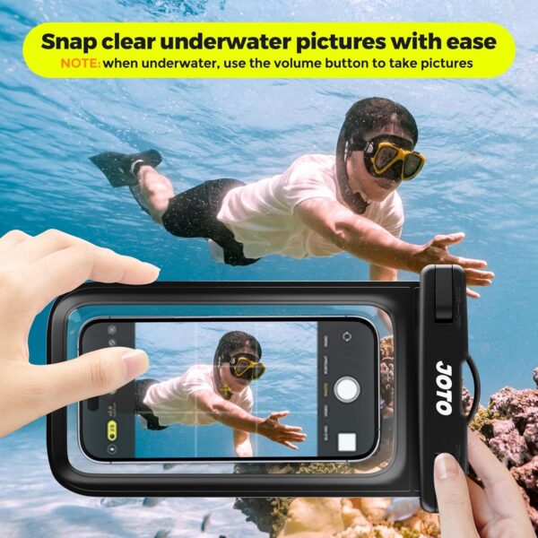 JOTO Up to 7" Universal Waterproof Phone Case for iPhone 17 Air 16 15 14 13 12 11 Plus Pro Max, IPX8 Cellphone Dry Bag XR X SE, Galaxy S23 S22 S21 S20+ S20 S10 Plus Note, Pixel -Black - Image 4
