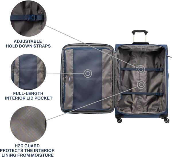 Travelpro Tourlite Softside 29" Expandable Luggage with 4 Spinner Wheels, Lightweight Suitcase, Checked Large, Blue - Image 6