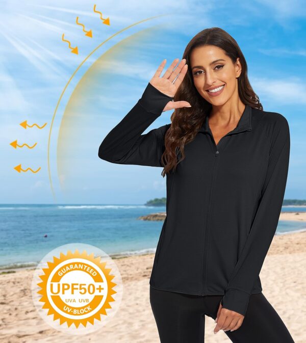 MAGCOMSEN Women's UPF 50+ Lightweight Athletic Jacket Sun Protection Full Zip Long Sleeve Shirts Hiking Outdoor Pockets - Image 3