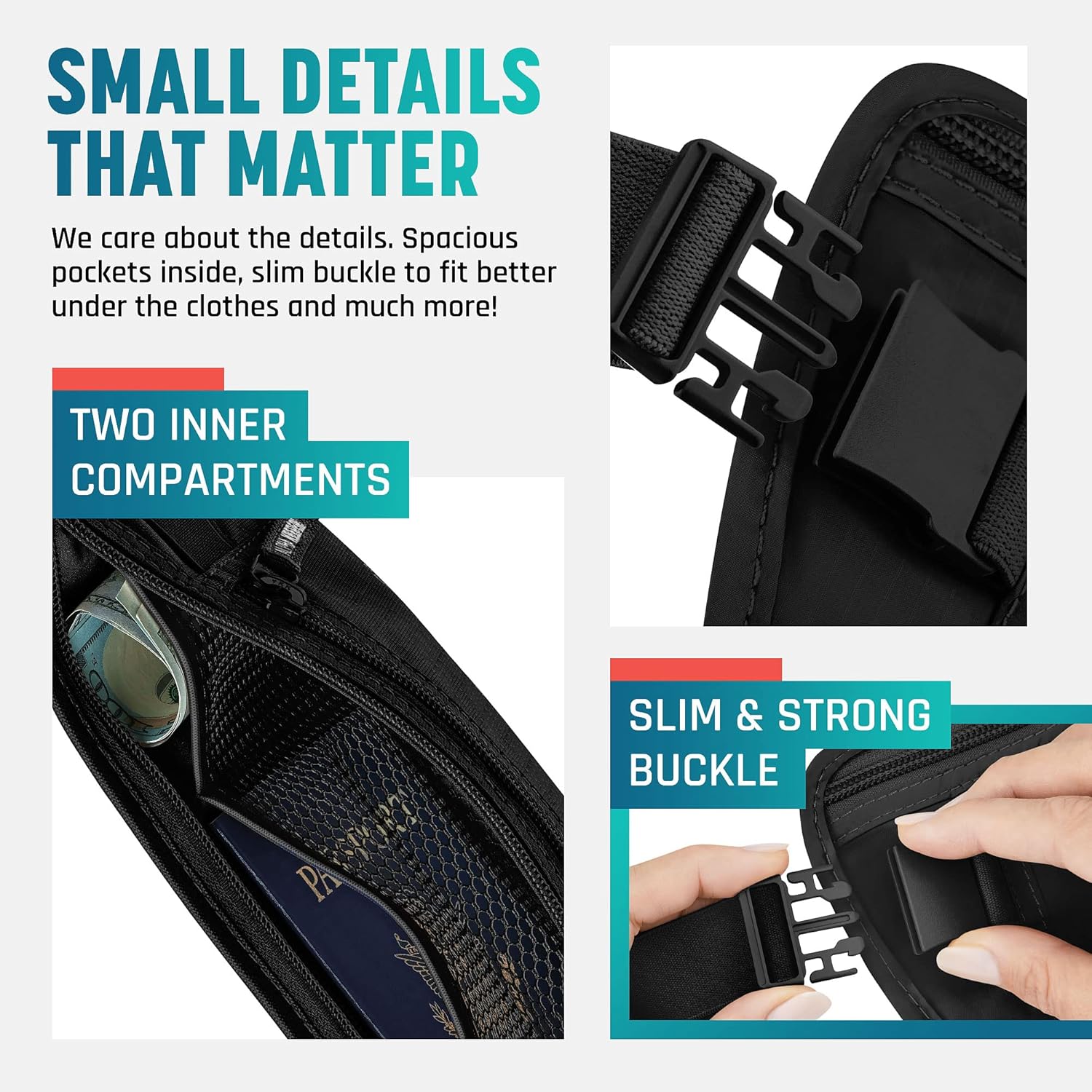 Hidden Money Belt for Travel for Men, Waist Wallet Anti Theft, RFID Passport Holder For Travel Men Or Women, Money Pouch, RFID Passport Holder - Image 4