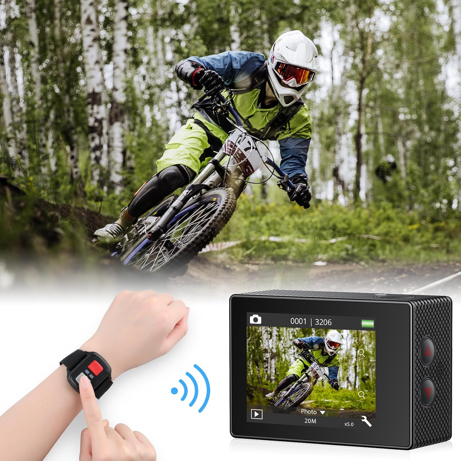 AKASO EK7000 Pro 4K30fps Action Camera with Touch Screen EIS 131ft Waterproof Underwater Camera Remote Control 5X Zoom with Helmet Accessories Kit (Standalone) - Image 7