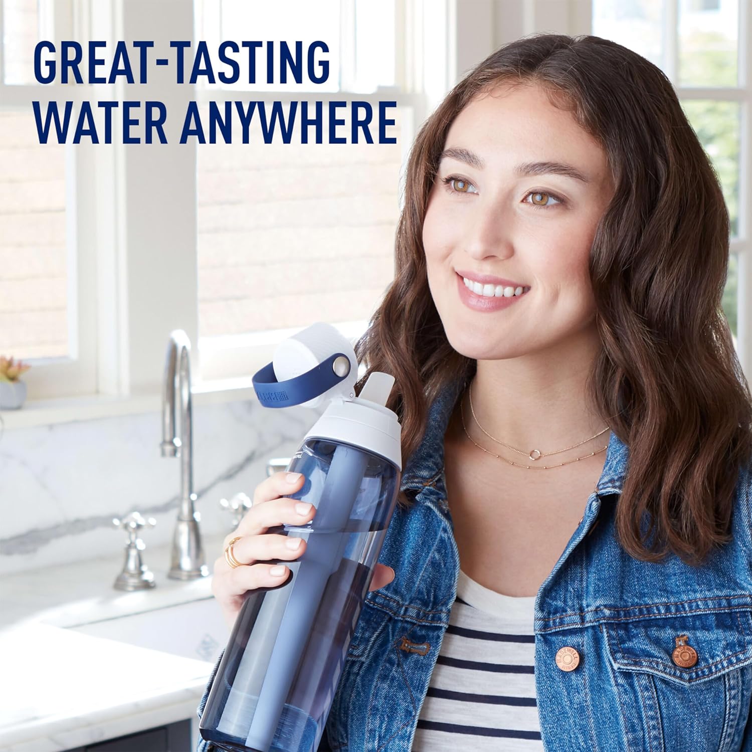 Brita Hard-Sided Plastic Premium Filtering Water Bottle, BPA-Free, Reusable, Replaces 300 Plastic Water Bottles, Filter Lasts 2 Months or 40 Gallons, Includes 1 Filter, Night Sky - 26 oz. - Image 6