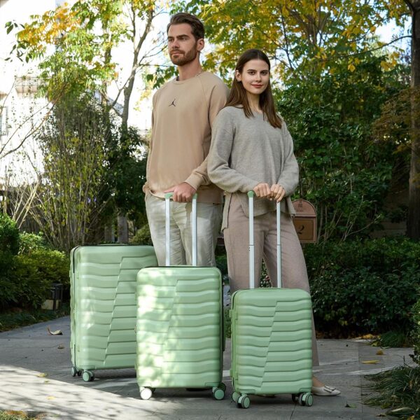 Lightweight Luggage with Spinner Wheels & YKK Zipper, 3-Piece Travel Suitcase ABS+PC Hardshell Luggage Set with TSA Lock, Light Avocado Green (20+24+28 inch) - Image 10