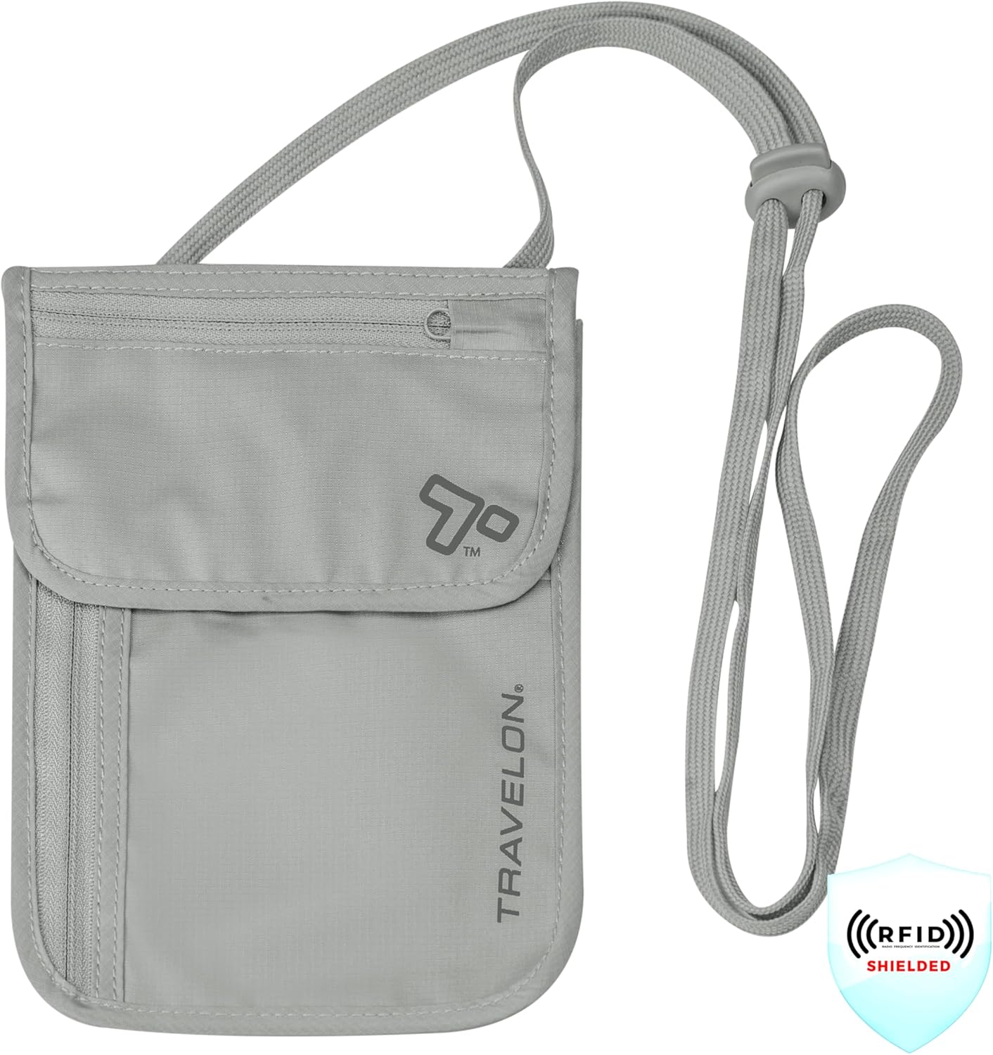 Travelon Rfid Blocking Undergarment Neck Pouch Travel Wallet, Gray, One Size - Image 3