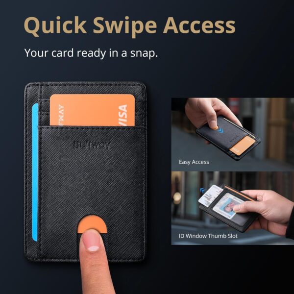 Buffway Slim Minimalist Front Pocket RFID Blocking Leather Wallets for Men and Women - Cross Black - Image 5