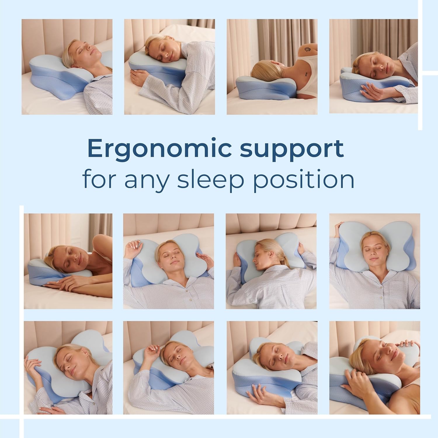 Derila Ergo Cervical Neck Pillow for Sleeping Ergonomic Pillow Contour Neck Support Memory Foam Pillows for Back, Side Sleeper Pillows 21.25 x 14.17 x 4.72 inches - Image 7