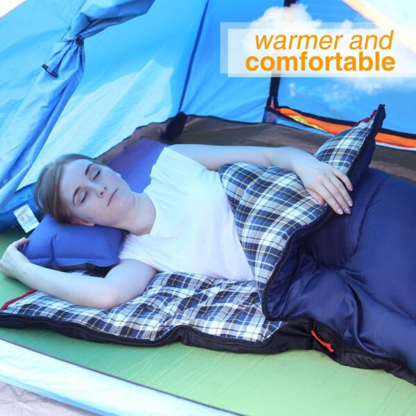 REDCAMP Cotton Flannel Sleeping Bag for Camping Backpacking, Adults Cold Weather Envelope Sleeping Bags with 2/3/4/6lbs Filling - Image 7