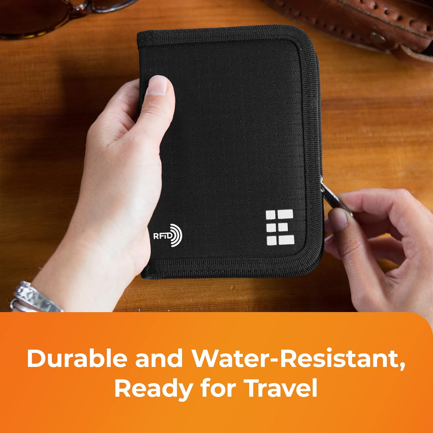 Passport Holder & Travel Wallet with RFID Blocking - Premium Document Organizer Case for Men and Women - Holds Passports, Cards, Tickets, ID, Cash - Compact Zippered Wallet - Midnight - Image 8