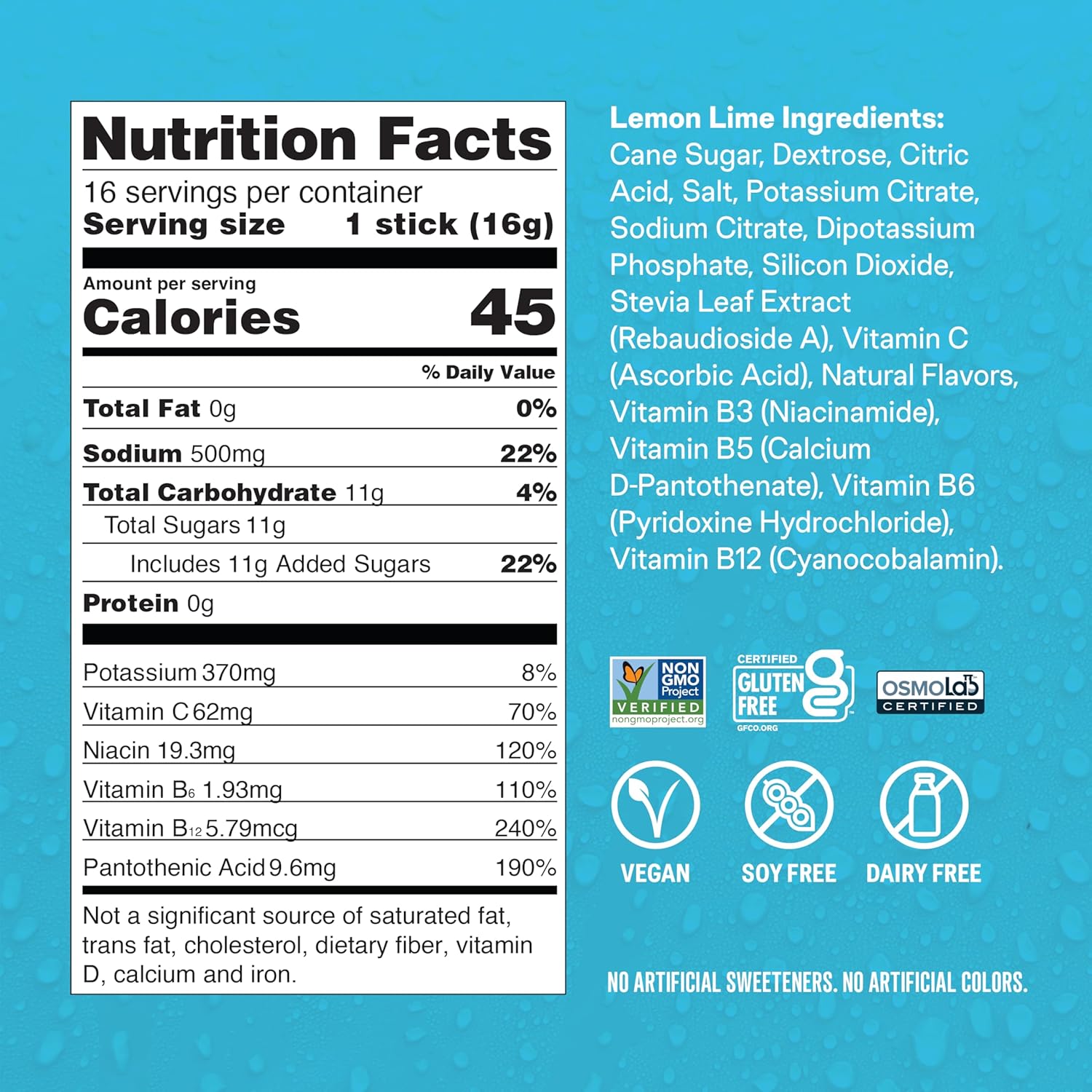 Liquid I.V.® Hydration Multiplier - Lemon Lime | Electrolyte Powder Drink Mix | 1 Pack (16 Servings) - Image 3