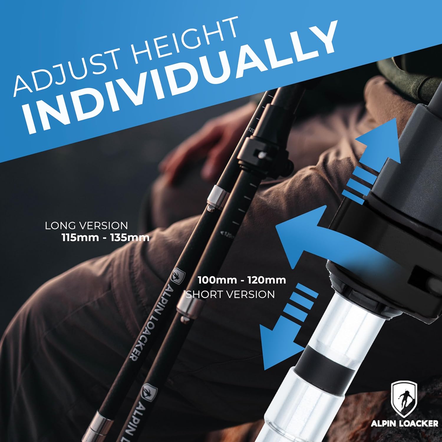 ALPIN LOACKER Collapsible Trekking Poles for Hiking I Carbon or Aluminum Hiking Poles Ultra Lightweight I Adjustable Trekking Poles for Women and Men with Cork Grip - Image 9