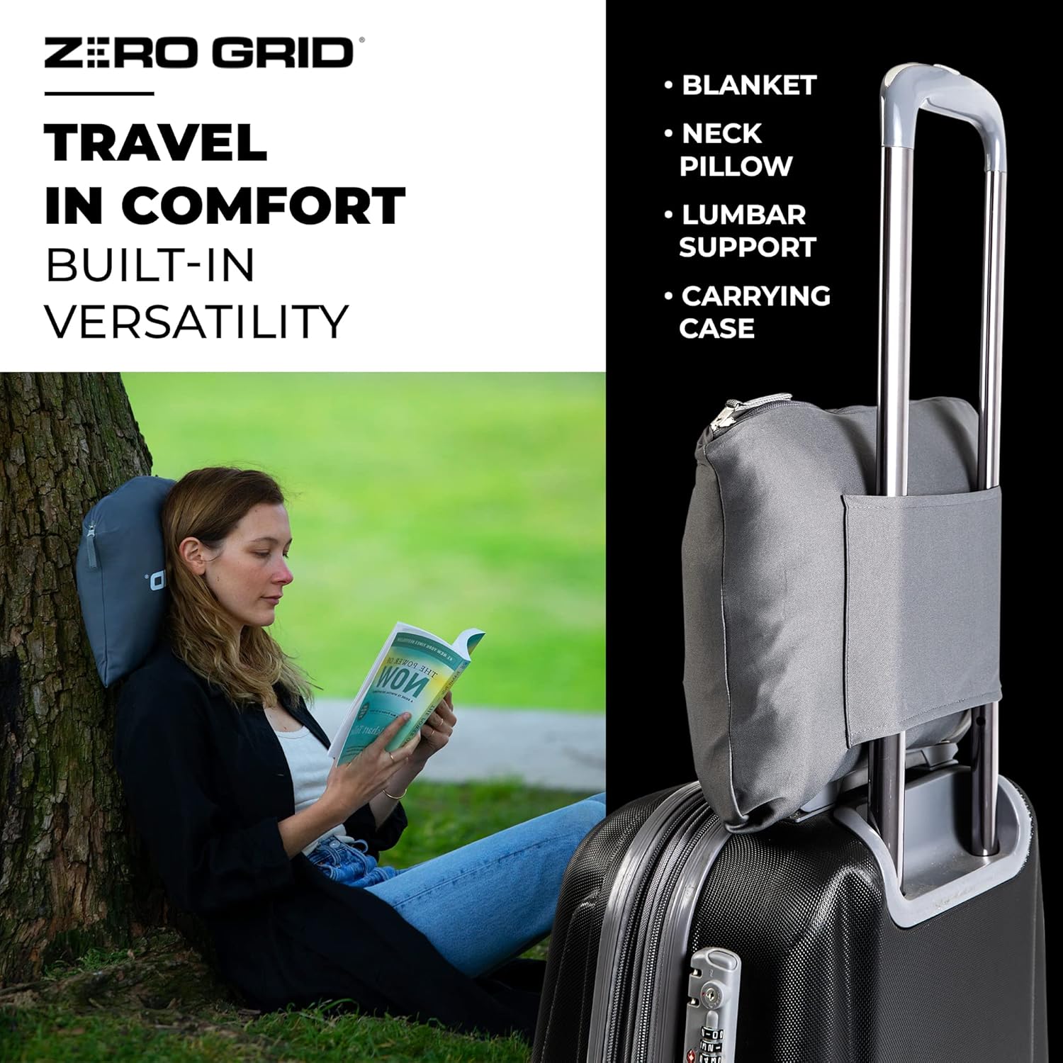 Lightweight Travel Blanket - Premium & Compact Airplane Wearable Blanket with Neck Snaps, Cozy Foot Pockets, Zipper Pouch - Converts into Soft Pillow - Designed for Ultimate Comfort - Shadow - Image 8