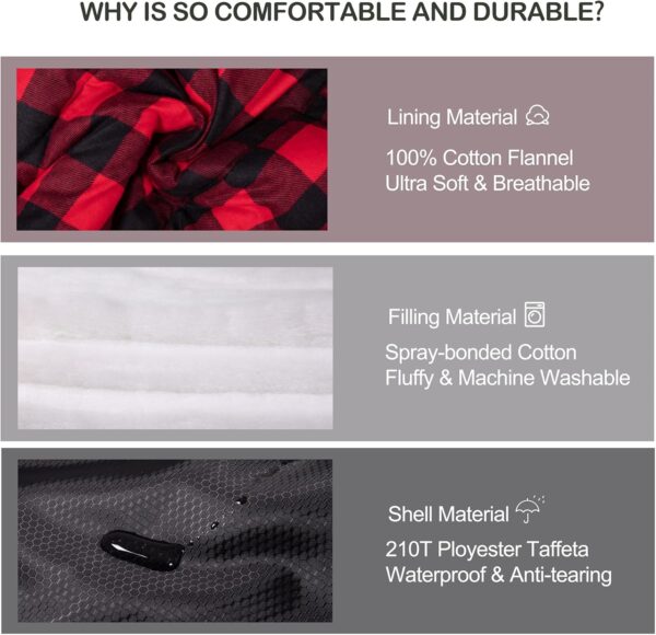 Cold Weather Sleeping Bag 100% Cotton Flannel XXL for Adults Big and Tall,Free Compression Sack - Image 4