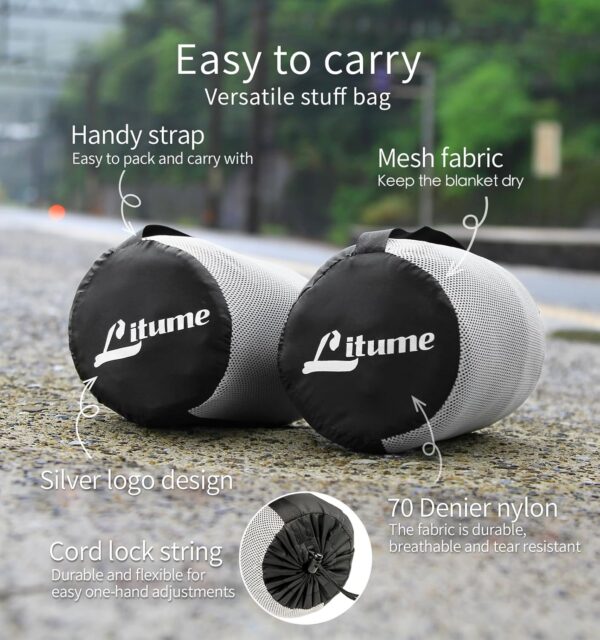 Travel Blanket Lightweight and Breathable, 67 x 48 in Soft Airplane Flight Blanket for Travelers, Foldable Camping Sheet with Stuff Sack for Train, Camp, backpacking, office, home (Velvet E650) - Image 7