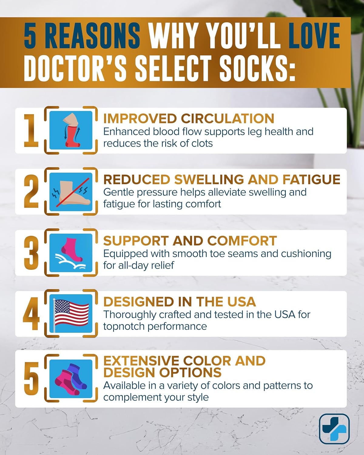 Doctor's Select Copper Plus Size Compression Socks Wide Calf - 2 Pairs | 20-30mmHg Extra Wide Calf Compression Socks Women Copper for Swelling, Varicose Veins | Black - Image 7