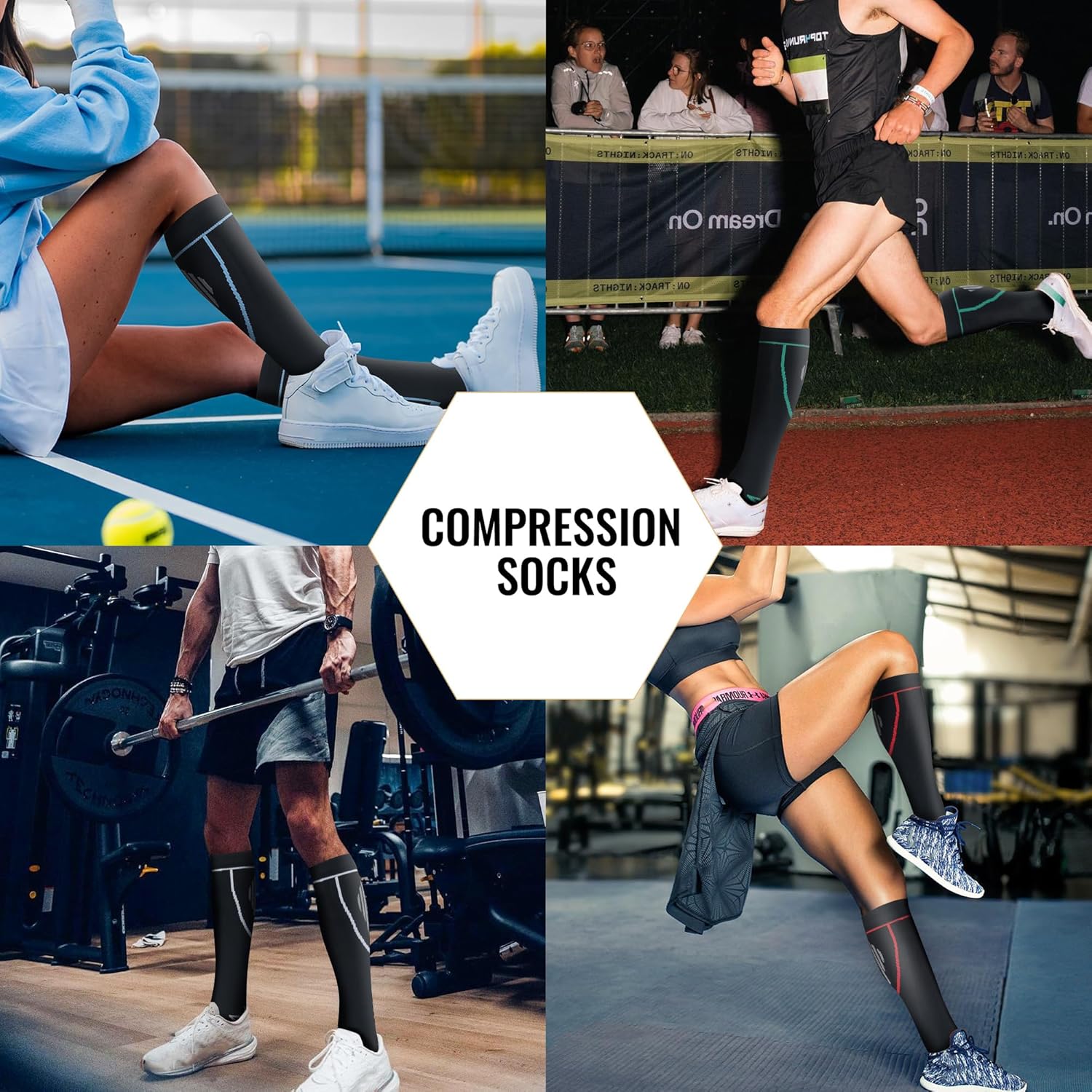 Compression Socks for Women Men Circulation Knee High 8 Pairs for Nurses, Running, Travel, Athletic - Image 7