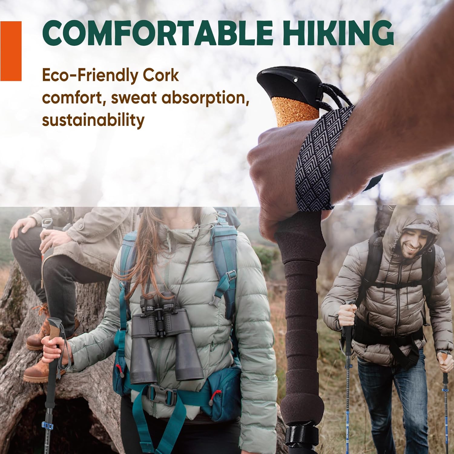 TREKOLOGY Trek-Z Cork Grip Trekking Poles – Lightweight Folding Hiking Poles, Adjustable Height, Compact Travel Design, Aircraft-Grade Aluminum Walking Sticks for Men & Women - Image 8
