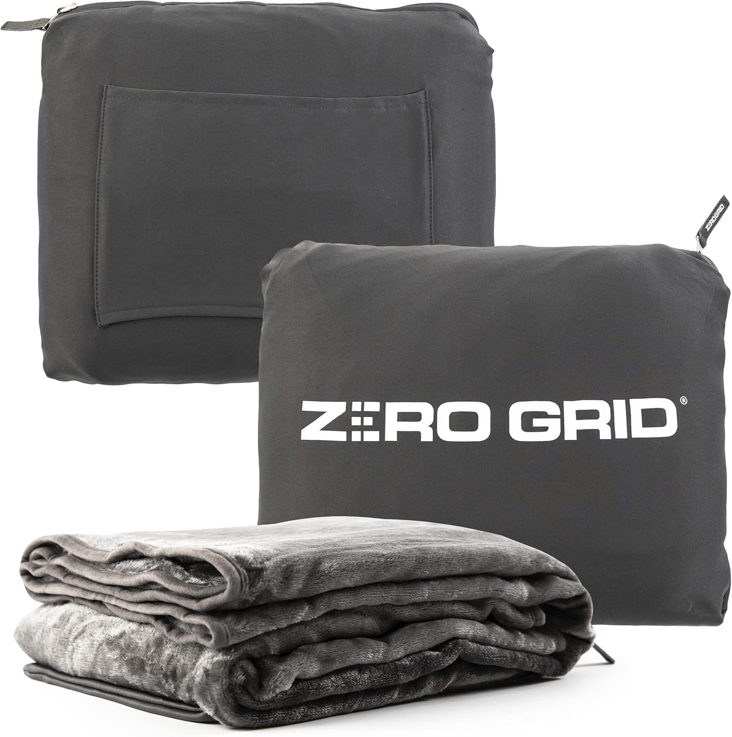 Lightweight Travel Blanket - Premium & Compact Airplane Wearable Blanket with Neck Snaps, Cozy Foot Pockets, Zipper Pouch - Converts into Soft Pillow - Designed for Ultimate Comfort - Shadow - Image 2