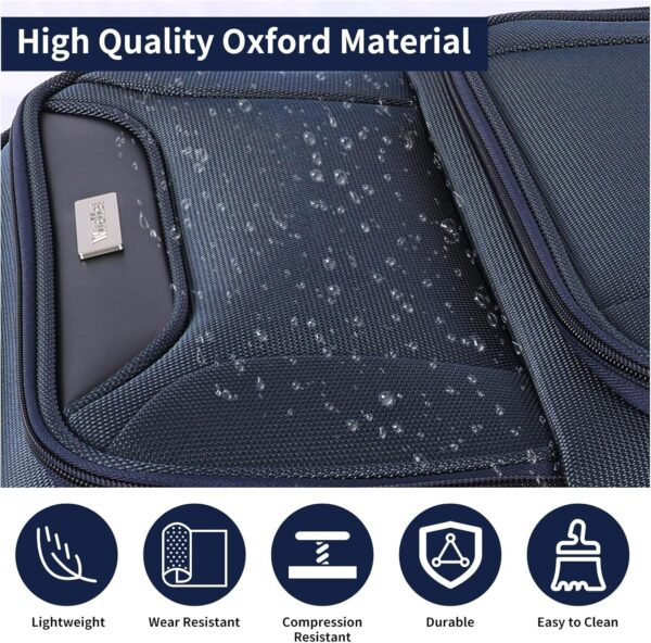 3-Piece Softside Expandable Luggage Set with Front Open Pocket, Lightweight and Durable Oxford Fabric Suitcase Set with TSA Lock (Blue, 20in/24in/28in) - Image 7