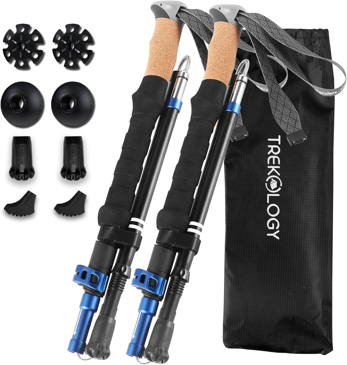 TREKOLOGY Trek-Z Cork Grip Trekking Poles – Lightweight Folding Hiking Poles, Adjustable Height, Compact Travel Design, Aircraft-Grade Aluminum Walking Sticks for Men & Women - Image 2