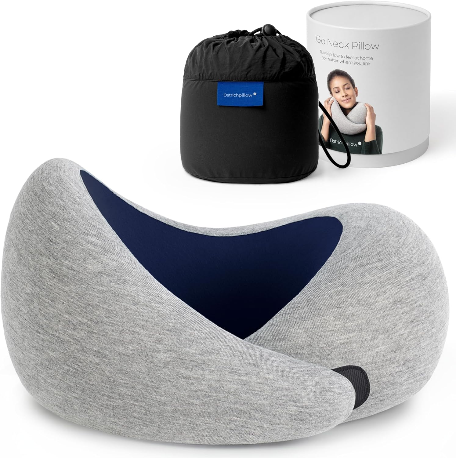 Ostrichpillow Go Neck Pillow, Travel Pillows for Airplanes, Premium Memory Foam Travel Pillow, 360º Ergonomic Design, Asymmetrical Sides, Travel Bag Included, Washable Modal Cover - Image 2