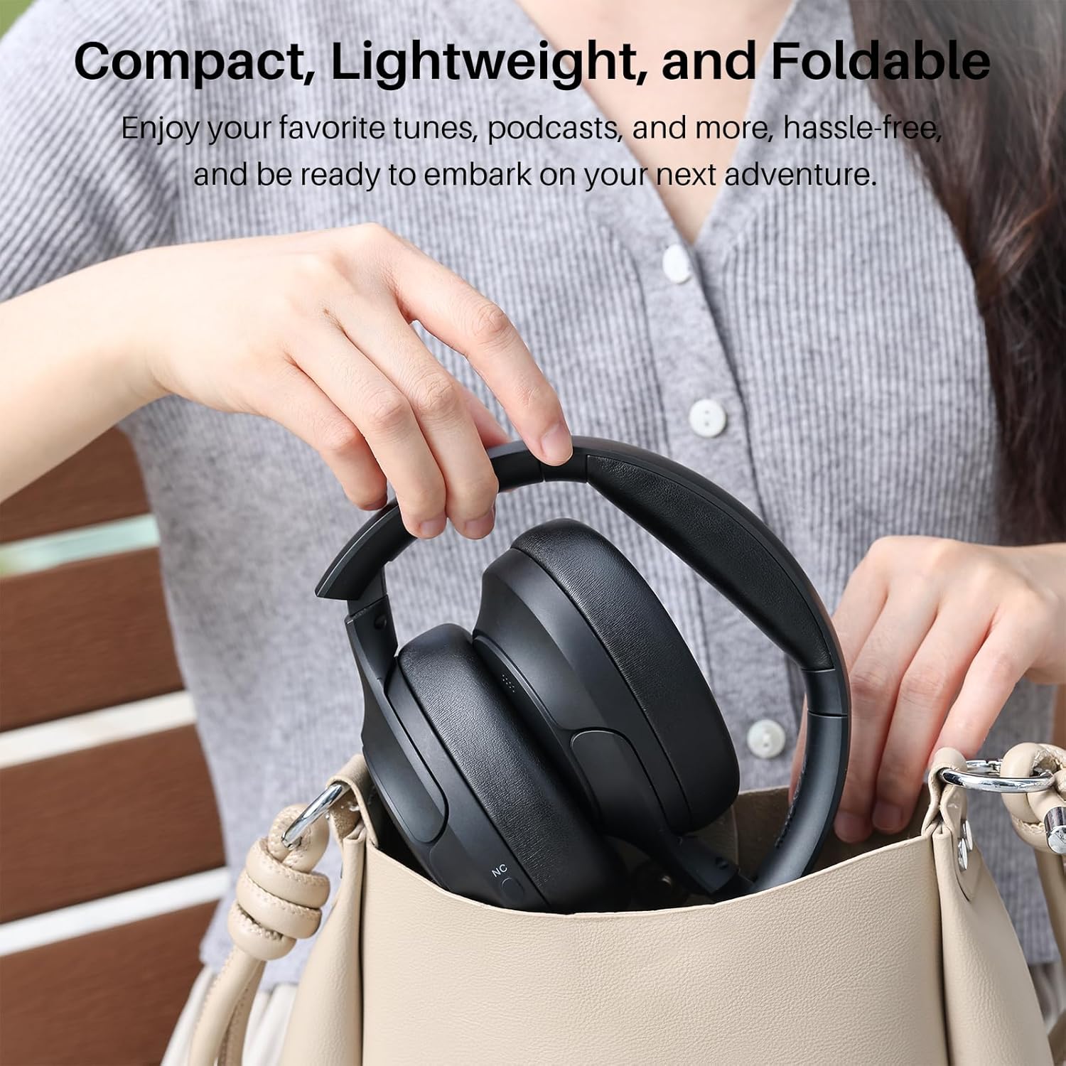 TOZO HT2 Hybrid Active Noise Cancelling Headphones, Wireless Over Ear Bluetooth Headset, 60H Playtime, Hi-Res Audio Custom EQ via App Deep Bass Comfort Fit Ear Cups, for Home Office Travel Black - Image 10