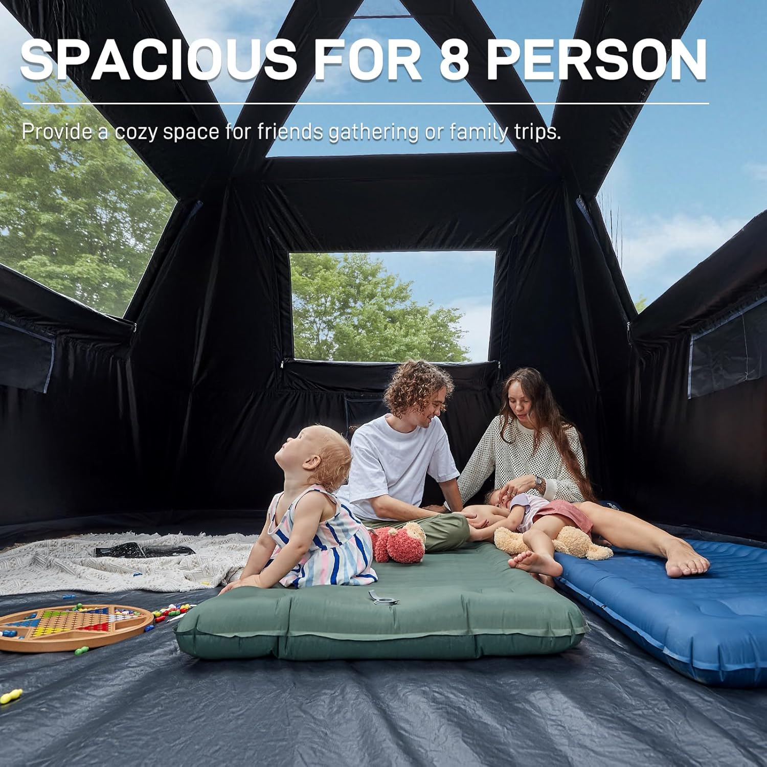 EVER ADVANCED 10 Person Camping Blackout Design Tent, Multi Room Tent for Family, Large Tents with Rainfly and Carry Bag, 2 Doors, Water-Resistant, 14ft x 10ft x 84in - Image 3