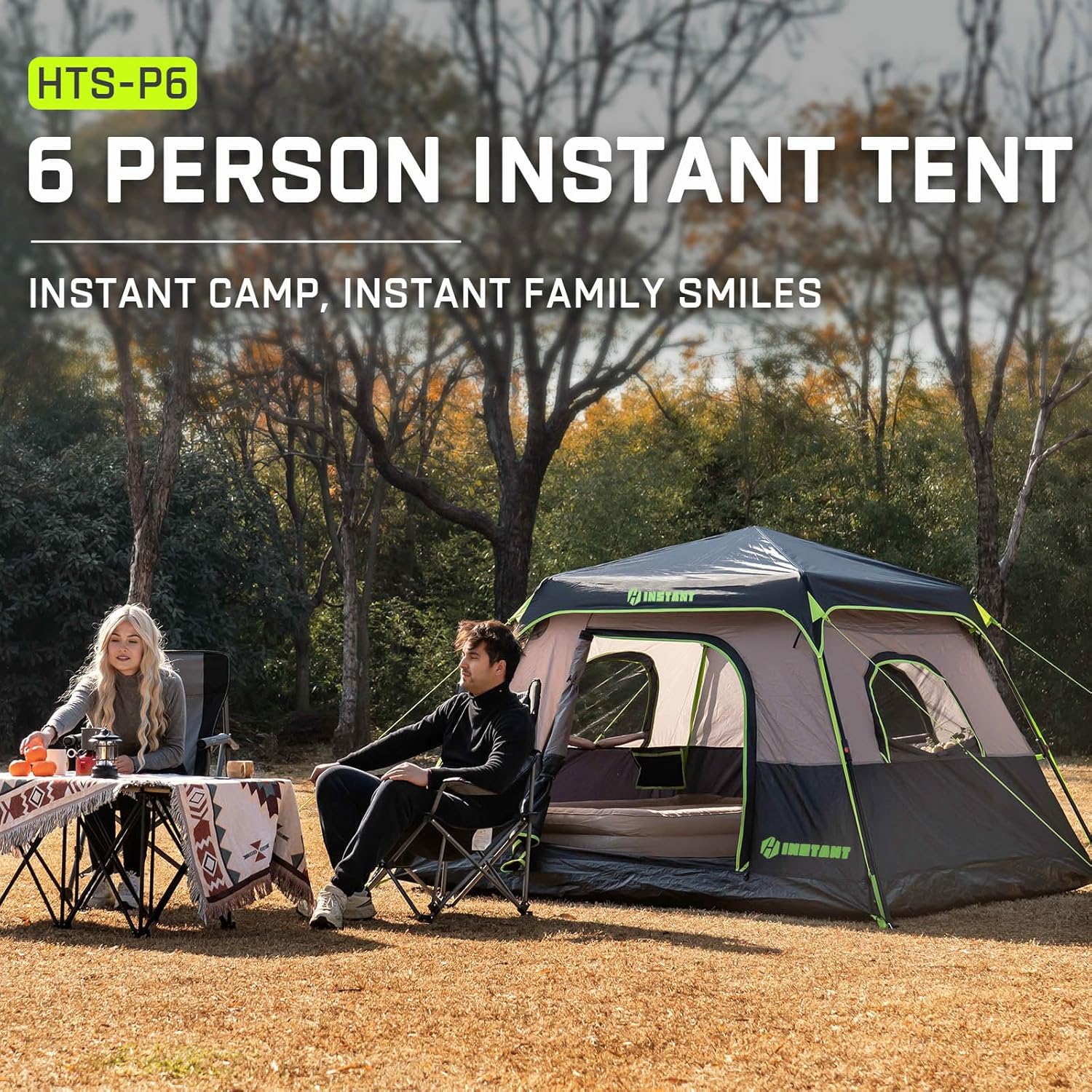 4/6/8 Person Instant Tent, Waterproof Pop Up Tents for Camping with Rainfly, 60 Seconds Easy Setup, Automatic Cabin Tent for Family Camping with Expandable Carry Bag & Upgraded Ventilation - Image 10