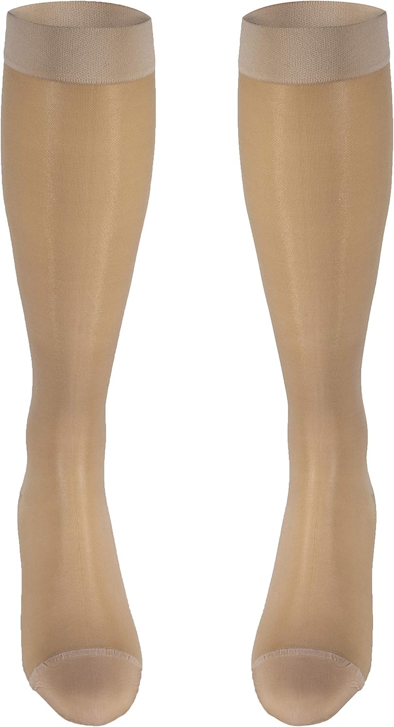 Truform Sheer Compression Stockings, 15-20 mmHg, Women's Knee High Length, 20 Denier, Nude, Medium - Image 8