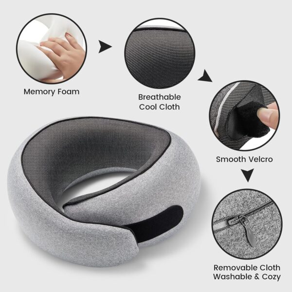 SZXYX Travel Pillows for Airplanes, 100% Pure Memory Foam Neck Pillow for Airplanes, Comfortable Breathable Cover, 360° Support Stowable Pillows for Sleeping, Car, Airport Travel Essentials - Image 7