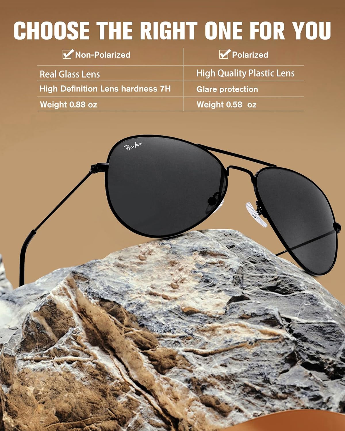 Pro Acme Classic Aviator Sunglasses for Women & Men Metal Frame UV400 Driver Sunglasses - Image 4