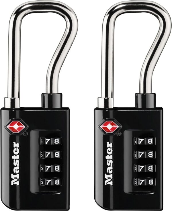Master Lock Black Set Your Own Combination TSA Approved Luggage Lock, Travel Padlocks for Suitcases, Backpacks, Bags, 2 Pack, 4696T - Image 2