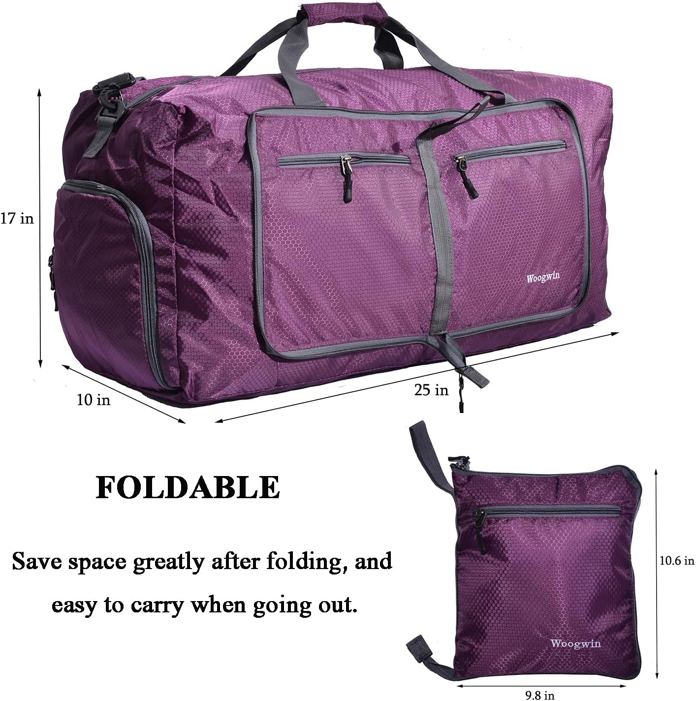 Woogwin Travel Duffel Bag Large Foldable Waterproof Overnight Bag for Beach Swim Bags Pool Sports Gym - Image 4