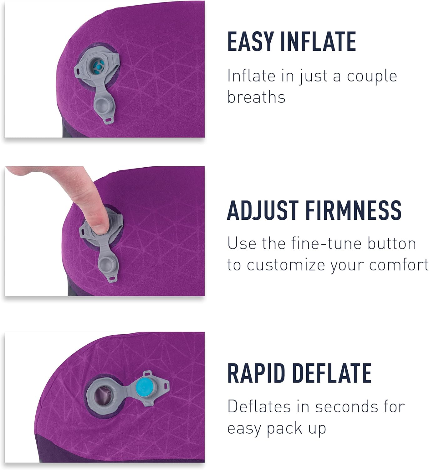 Sea to Summit Aeros Premium Traveller Inflatable Neck Pillow, Navy Blue - Image 4