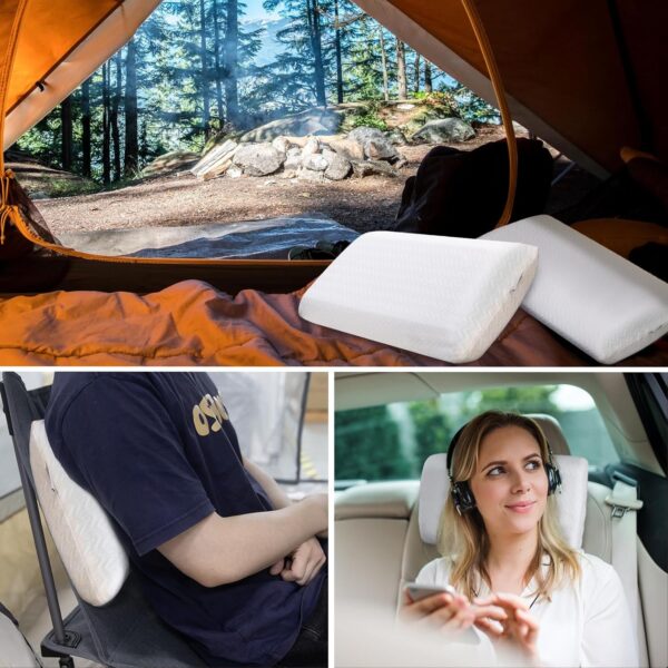 Vekkia Travel Pillow, Memory Foam Pillow Compressible Camping Pillow with Washable Cover,Ergonomic Supportive Pillow for Sleeping Ideal for Adults Kids Travel, Hiking, Airplane and Car-S - Image 6
