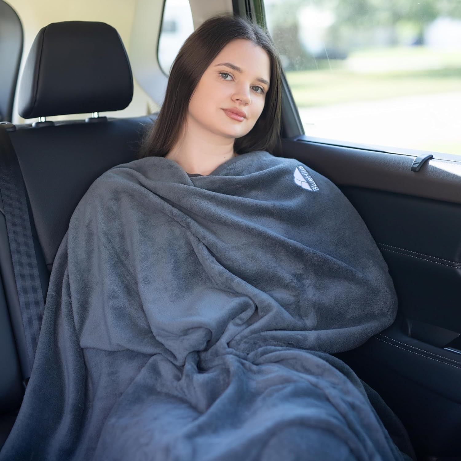 BlueHills Premium Soft Travel Blanket Pillow Airplane Flight Blanket Throw Bag Pillowcase Compact Large 2 in 1 Combo Warm Traveling Plane Essentials Portable Gifts Lightweight Grey Gray T007 - Image 9