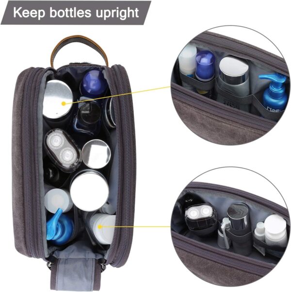 BAGSMART Toiletry Bag for Men, Canvas Travel Toiletry Organizer Dopp Kit Water-resistant Shaving Bag for Toiletries Accessories,Grey-Medium - Image 6