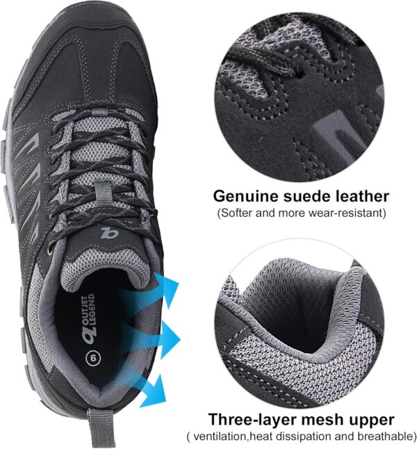 OL OUTJET LEGEND Men's Waterproof Hiking Shoes Leather Comfortable Lightweight Anti-Slip Outdoor Walking Work Sneakers - Image 5