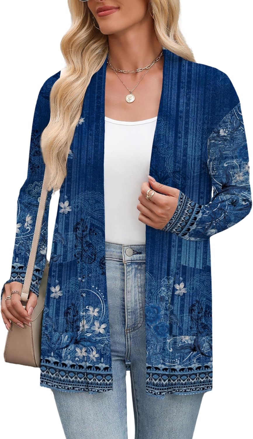 Zeagoo Women's Lightweight Cardigan Sweaters Open Front Long Sleeve Casual Loose Thin Cardigans with Pockets 2025 - Image 2