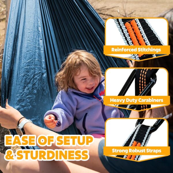 NATUREFUN Ultra-Light Travel Camping Hammock | 300kg Load Capacity,Breathable,Quick-Drying | 2 x Premium Carabiners,2 x Nylon Slings Included | Outdoor Indoor Garden - Image 6