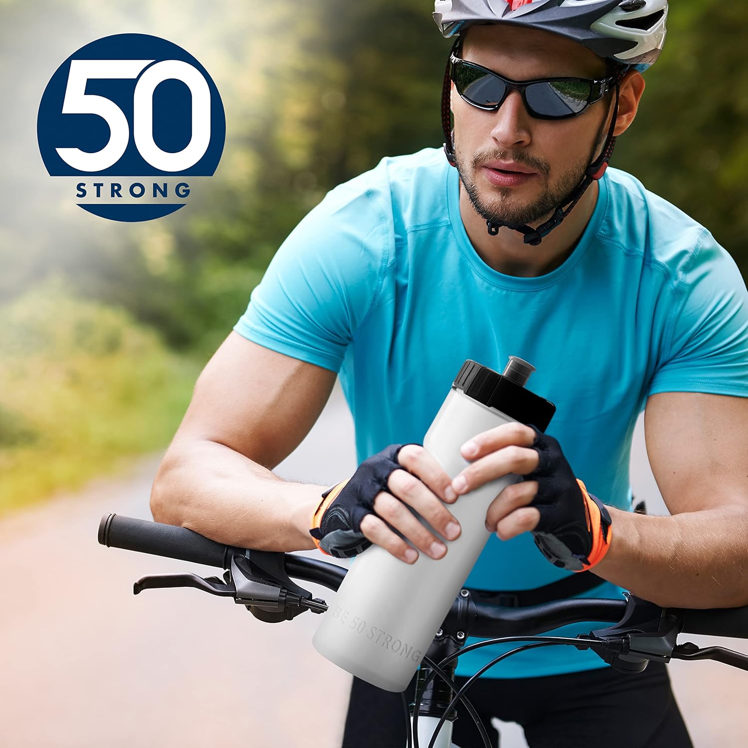 50 Strong Sports Water Bottles – Reusable 22 oz BPA-Free Plastic Bottles with Pull Top Cap – Made in USA – Top Rack Dishwasher Safe – Fits Most Bike Cages Brand - Image 7
