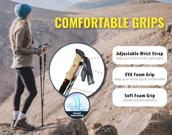 Trekology Trek-Z Collapsible Hiking & Trekking Poles - Balance Support for Seniors, Women, and Men, 2pc Per Set - Image 8