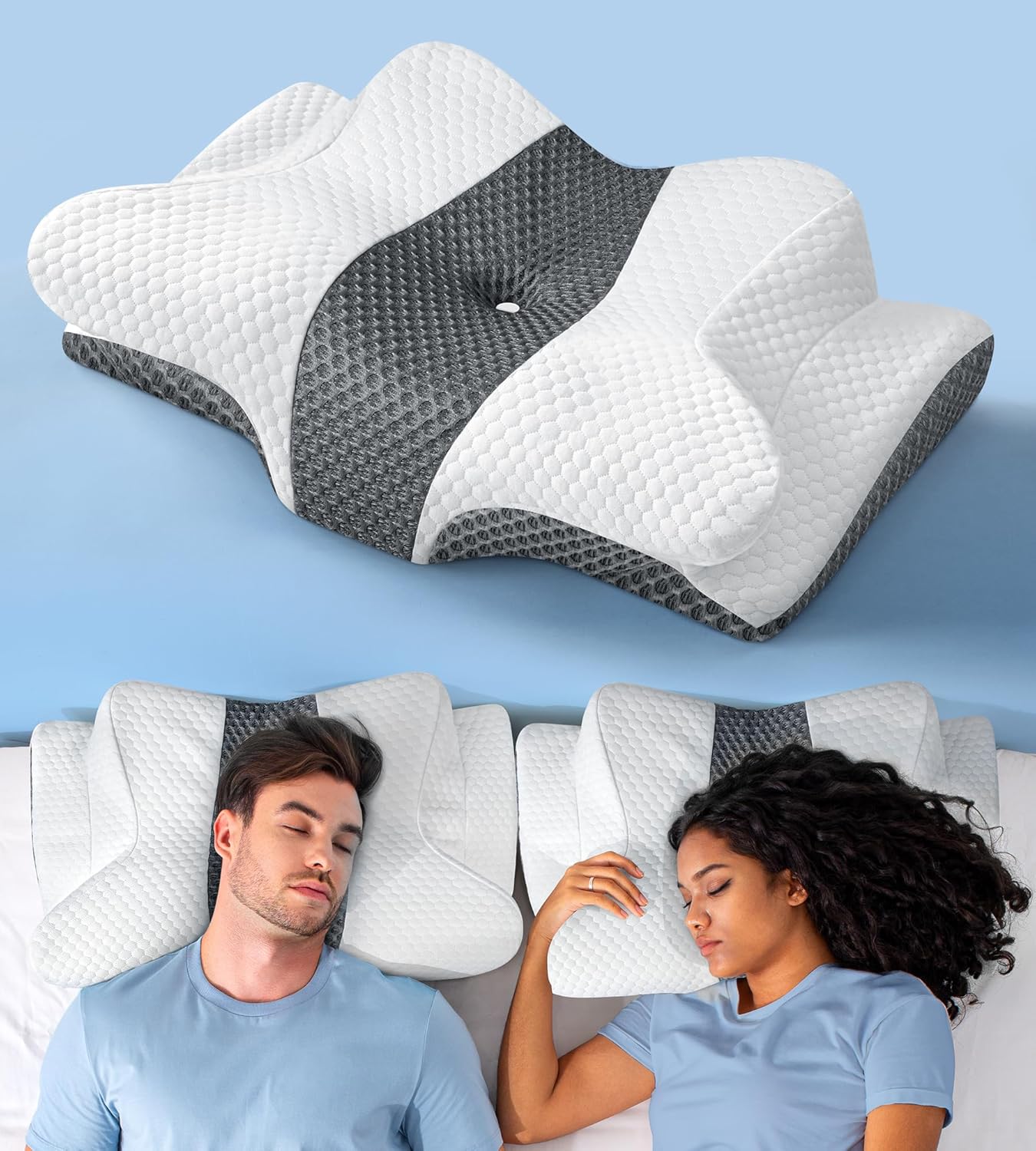 Sleep Doctor Approved Cervical Neck Pillow for Sleeping, Ergonomic Contour Side Sleeper Pillows for Adults, Cooling Orthopedic Pillow for Pain Relief Support, Memory Foam Pillows Back Stomach Sleepers - Image 2