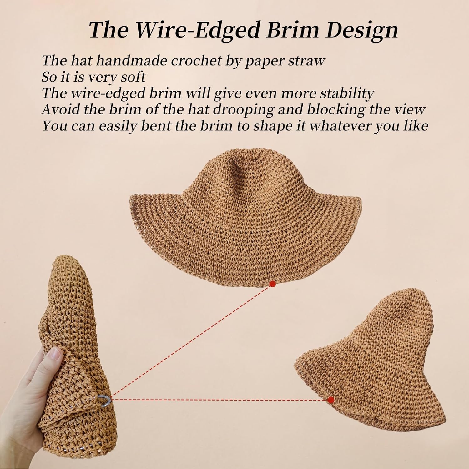 Floppy Big Beach Straw Hats for Women Foldable Summer Wide Brim Packable Sun Hat Womens Travel Straw Fedora Hat - Image 6
