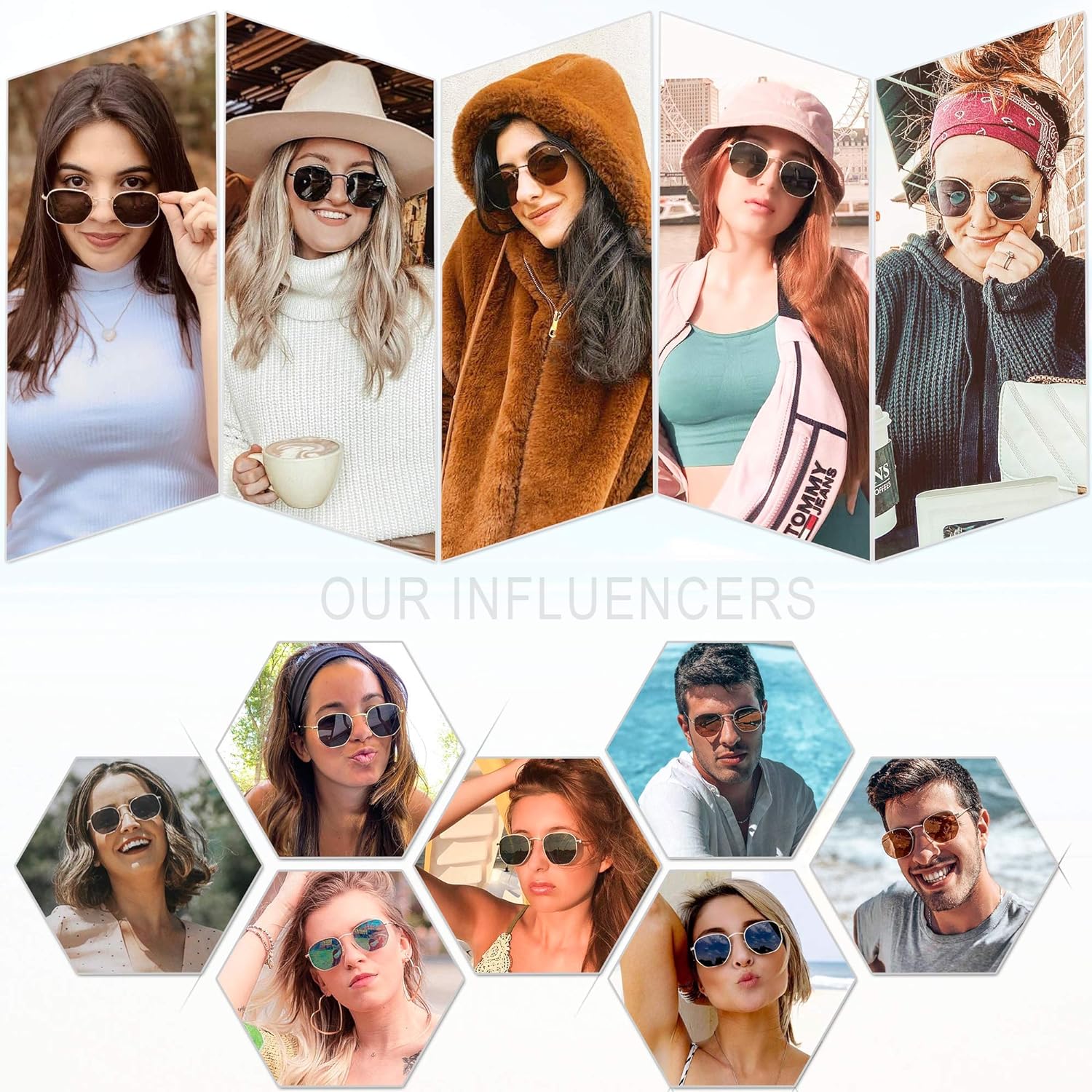 SOJOS Square Polarized Sunglasses for Women Men Small Hexagonal Polygon Shades SJ1072 - Image 4