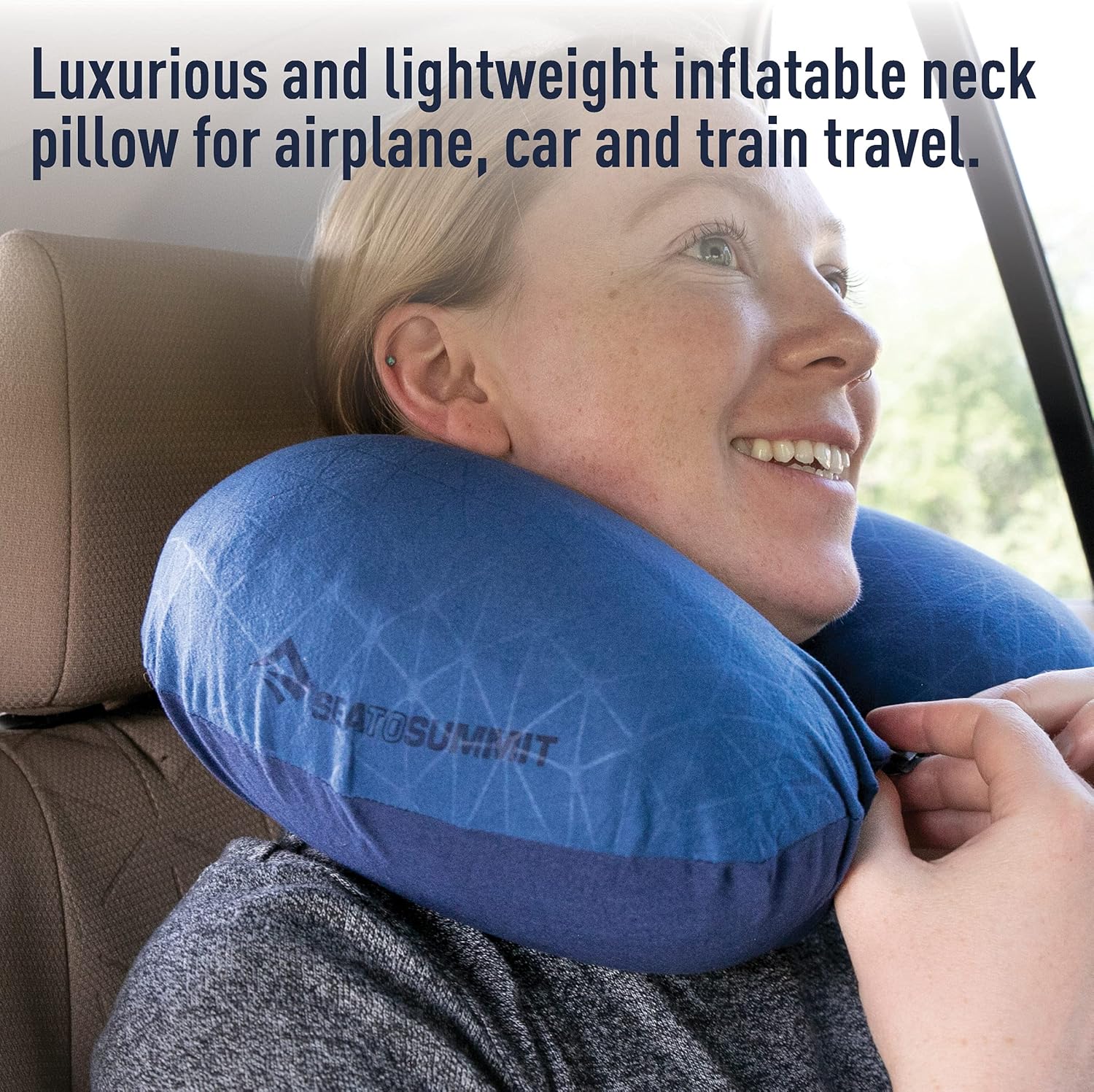 Sea to Summit Aeros Premium Traveller Inflatable Neck Pillow, Navy Blue - Image 6
