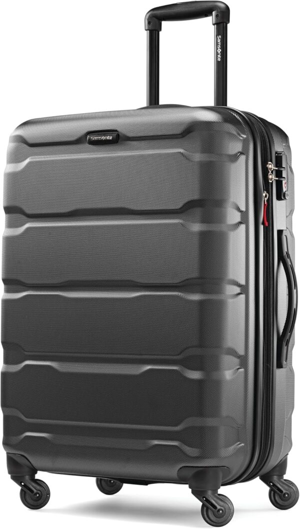 Samsonite Omni PC Hardside Expandable Luggage with Spinner Wheels, Black, Checked-Medium 24-Inch - Image 2