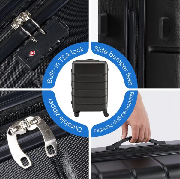 OLIXIS 20 Inch Carry-On Luggage, Hardside Suitcase with Spinner Wheels, Lightweight ABS Hard Shell Travel Luggage, TSA Approved Lock, Expandable Small Suitcase for Business & Travel–Black - Image 4