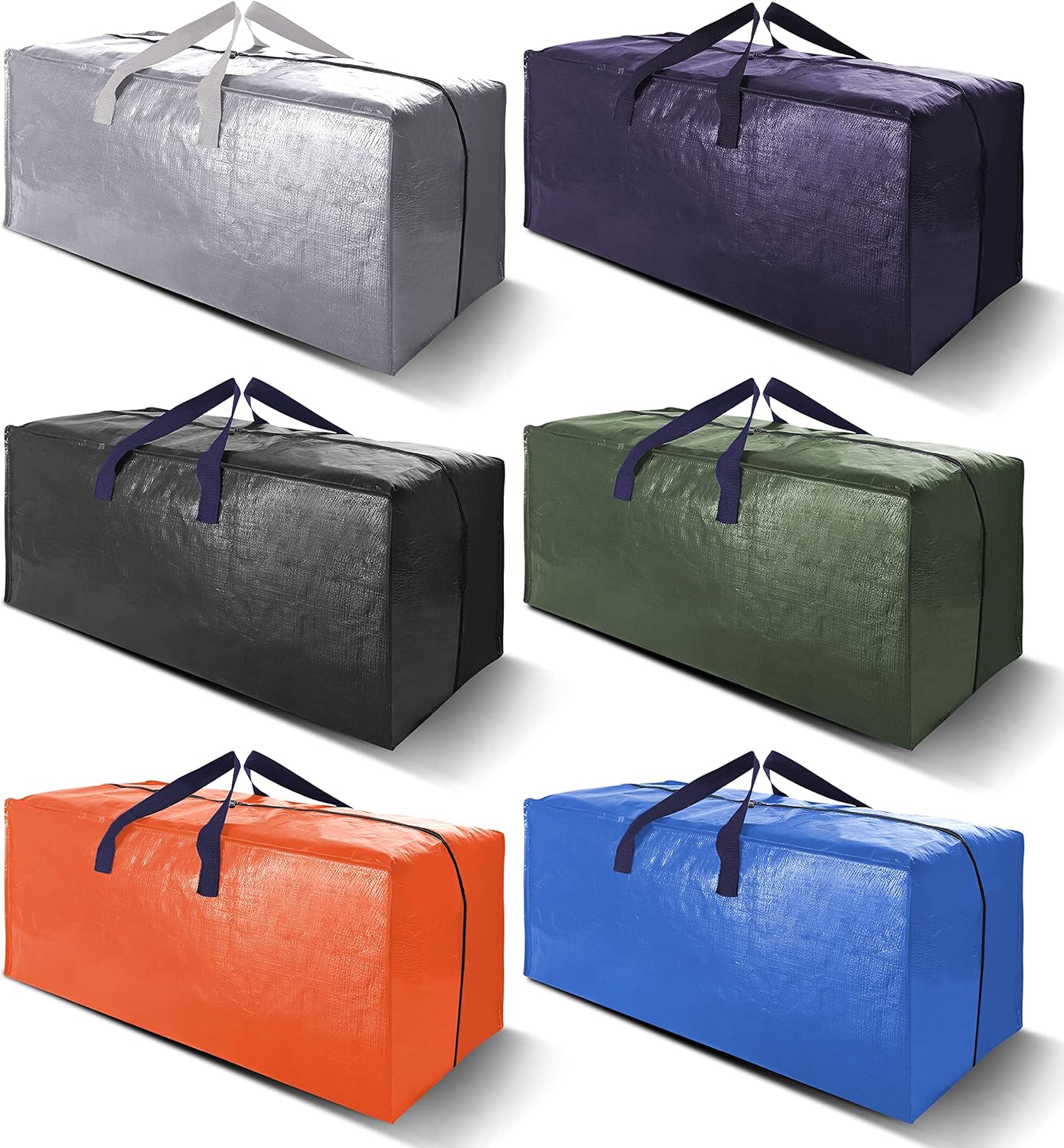 Heavy Duty Extra Large Moving Bags W/Backpack Straps - Strong Handles & Zippers, Storage Totes For Space Saving, Fold Flat, Alternative to Box and Bin (Set of 6, Multicolor) - Image 2