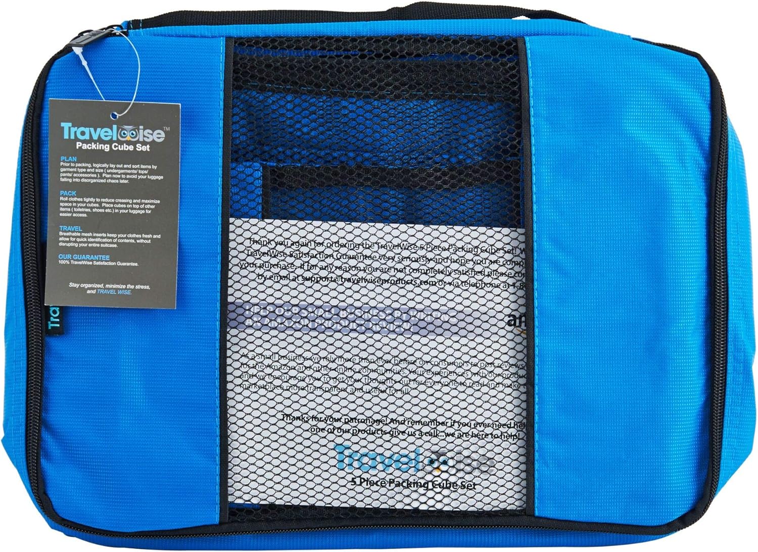 TravelWise Luggage Packing Organization Cubes 5 Pack, Blue, 2 Small, 2 Medium, 1 Large - Image 6